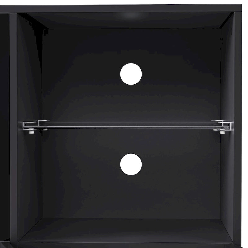 Mueble para TV con chimenea eléctrica de 34.2 pulgadas que no emite calor, centro de entretenimiento con luz LED, estantes de vidrio templado para televisores de hasta 75 pulgadas