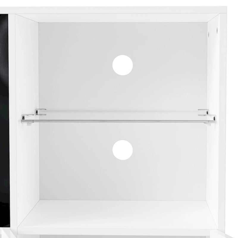 Mueble para TV con chimenea eléctrica de 34.2 pulgadas que no emite calor, centro de entretenimiento con luz LED, estantes de vidrio templado para televisores de hasta 75 pulgadas