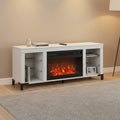 Mueble para TV blanco de 60" con chimenea eléctrica, para televisores de hasta 69"