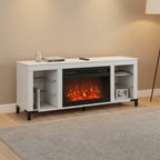 Mueble para TV blanco de 60" con chimenea eléctrica, para televisores de hasta 69"