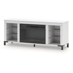 Mueble para TV blanco de 60" con chimenea eléctrica, para televisores de hasta 69"