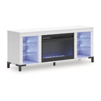 Mueble para TV blanco de 60" con chimenea eléctrica, para televisores de hasta 69"