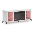 Mueble para TV blanco de 60" con chimenea eléctrica, para televisores de hasta 69"