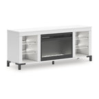 Mueble para TV blanco de 60" con chimenea eléctrica, para televisores de hasta 69"