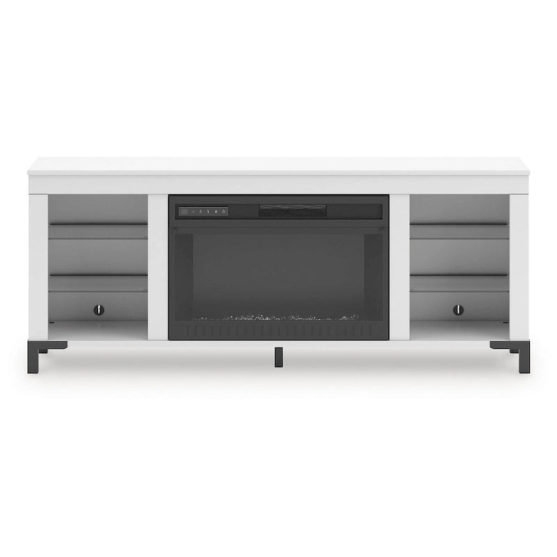 Mueble para TV blanco de 60" con chimenea eléctrica, para televisores de hasta 69"