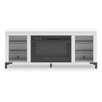 Mueble para TV blanco de 60" con chimenea eléctrica, para televisores de hasta 69"