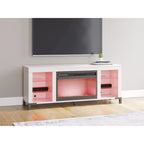 Mueble para TV blanco de 60" con chimenea eléctrica, para televisores de hasta 69"