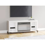 Mueble para TV blanco de 60" con chimenea eléctrica, para televisores de hasta 69"