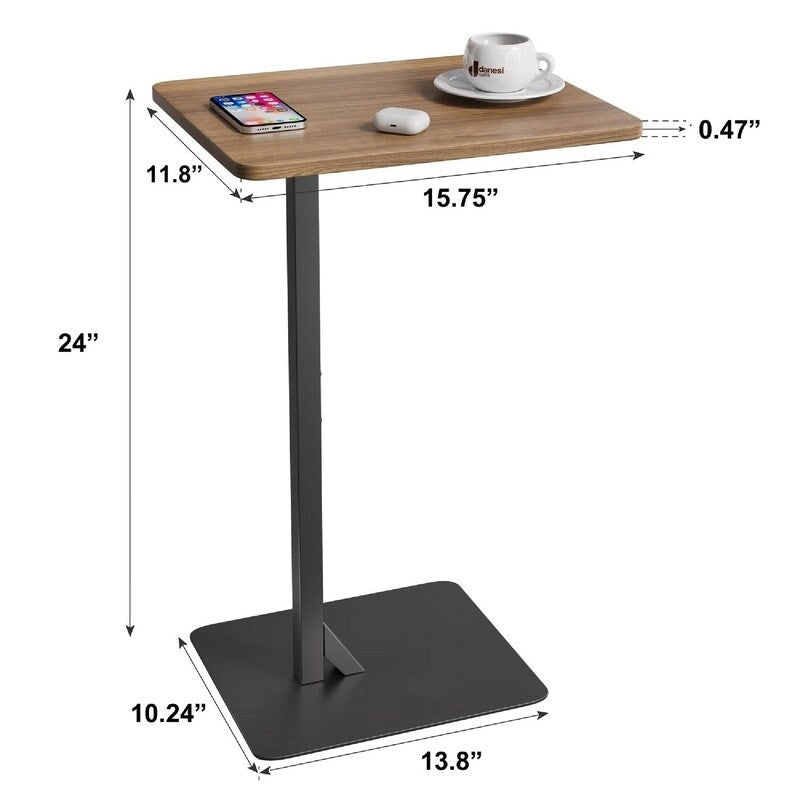 Mesa auxiliar en forma de C para sofá y mesita de noche - 15.7 Prof. x 11.8 An. x 23.6 Al.