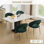 Juego de 1 silla de comedor con respaldo curvo y patas de metal dorado