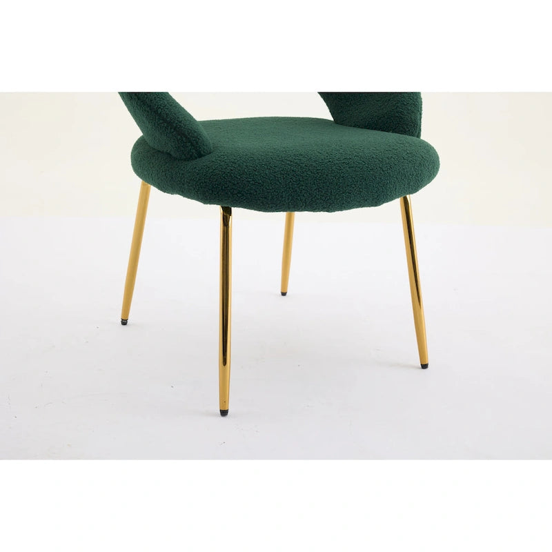 Juego de 1 silla de comedor con respaldo curvo y patas de metal dorado