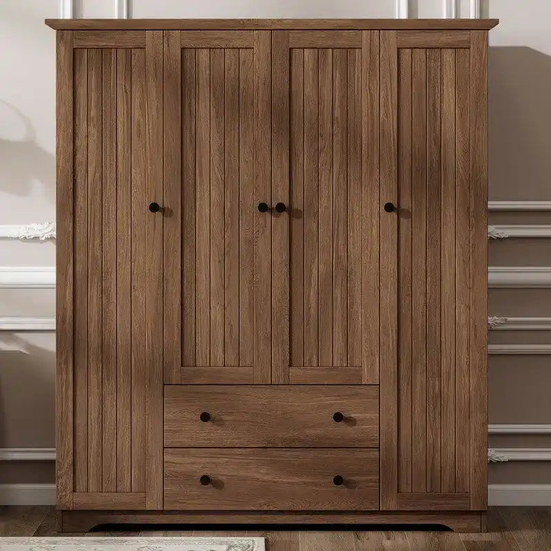 Armario de cuatro puertas con dos cajones - 60.6L x 20.8W x 68.5H