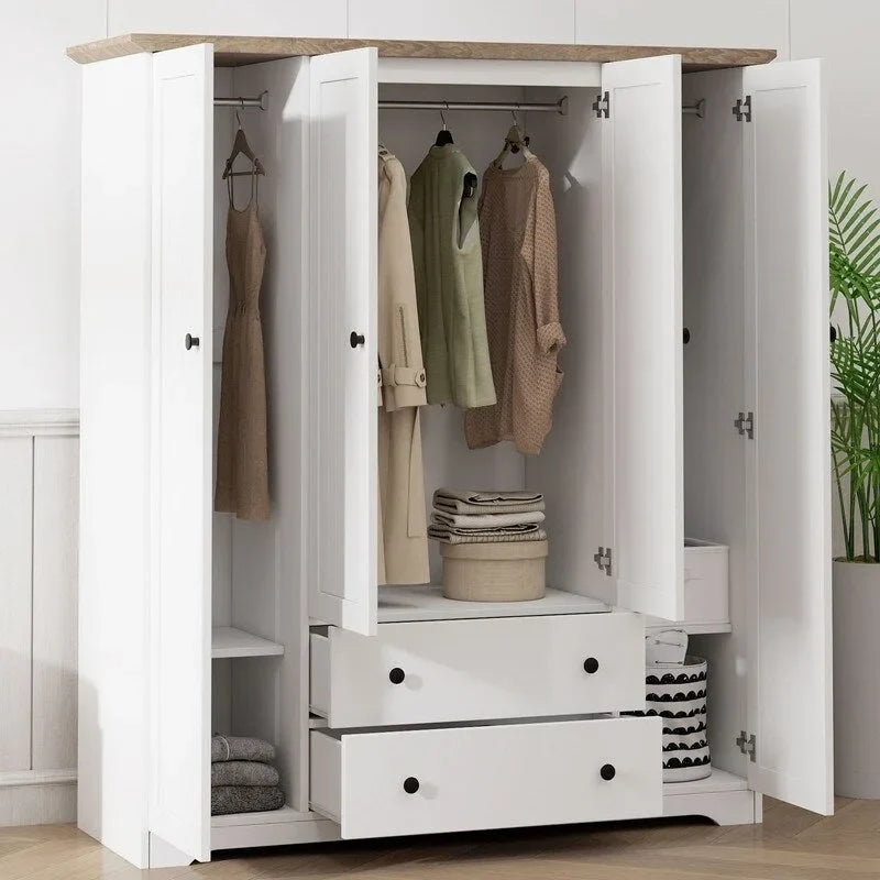 Armario de cuatro puertas con dos cajones - 60.6L x 20.8W x 68.5H