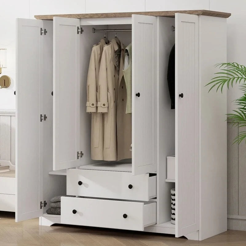 Armario de cuatro puertas con dos cajones - 60.6L x 20.8W x 68.5H