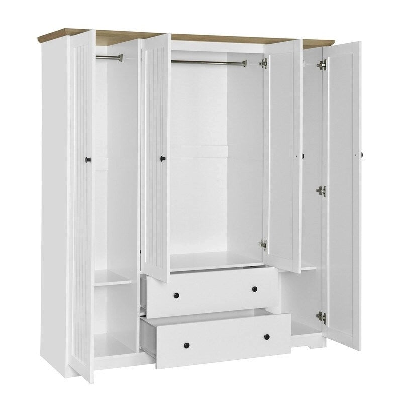 Armario de cuatro puertas con dos cajones - 60.6L x 20.8W x 68.5H