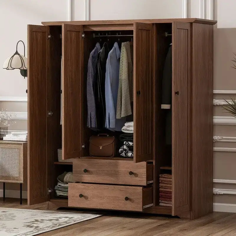 Armario de cuatro puertas con dos cajones - 60.6L x 20.8W x 68.5H