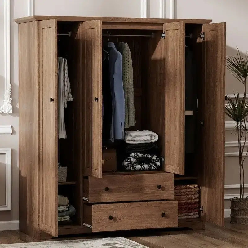 Armario de cuatro puertas con dos cajones - 60.6L x 20.8W x 68.5H