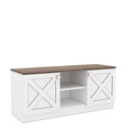 Mueble de TV moderno con 2 puertas, gabinetes de almacenamiento, acabado de madera, centro de entretenimiento para sala de estar