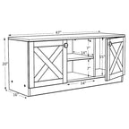 Mueble de TV moderno con 2 puertas, gabinetes de almacenamiento, acabado de madera, centro de entretenimiento para sala de estar
