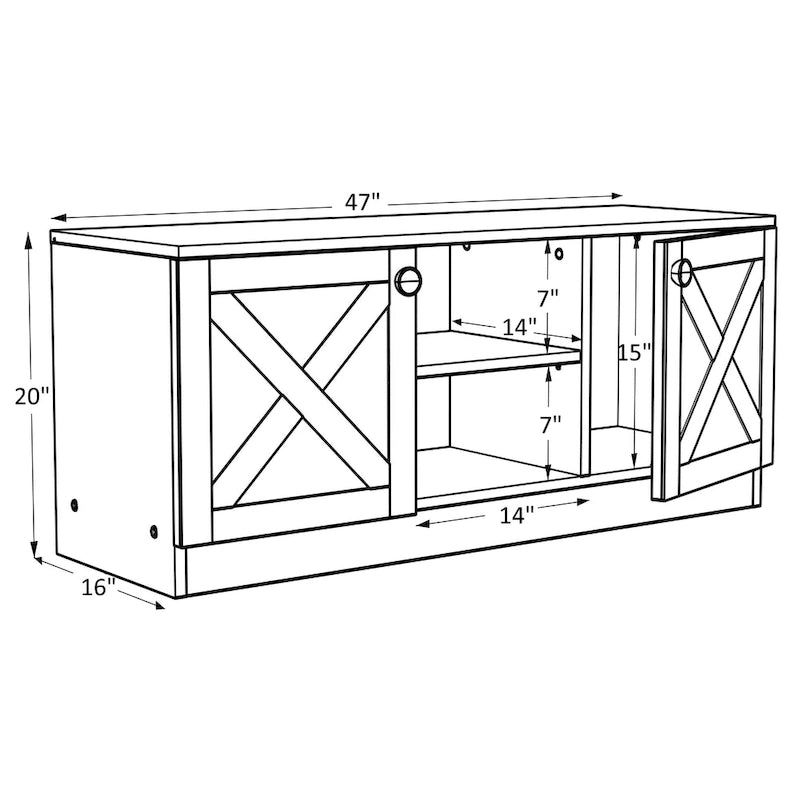 Mueble de TV moderno con 2 puertas, gabinetes de almacenamiento, acabado de madera, centro de entretenimiento para sala de estar
