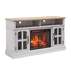 Mueble de TV Moderno y Sencillo con 2 Armarios de Almacenamiento y Chimenea Eléctrica para Sala de Estar, Cine en Casa y Dormitorio