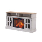 Mueble de TV Moderno y Sencillo con 2 Armarios de Almacenamiento y Chimenea Eléctrica para Sala de Estar, Cine en Casa y Dormitorio