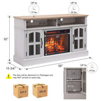Mueble de TV Moderno y Sencillo con 2 Armarios de Almacenamiento y Chimenea Eléctrica para Sala de Estar, Cine en Casa y Dormitorio