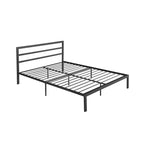 Cama de plataforma de metal de acero resistente tamaño Queen de estilo moderno con cabecera para dormitorio