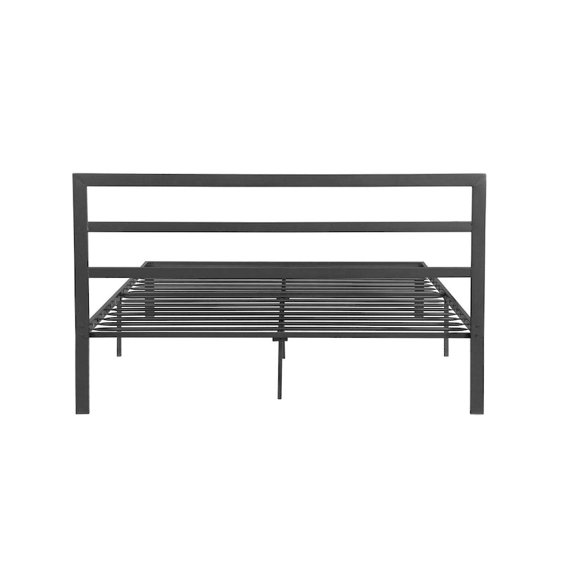Cama de plataforma de metal de acero resistente tamaño Queen de estilo moderno con cabecera para dormitorio