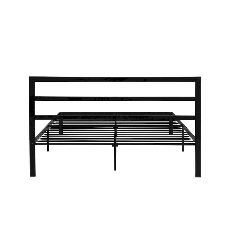 Cama de plataforma de metal de acero resistente tamaño Queen de estilo moderno con cabecera para dormitorio