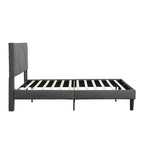 Cama tapizada tamaño queen con plataforma y soporte de listones de madera para dormitorio