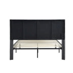 Cama tapizada tamaño queen con plataforma y soporte de listones de madera para dormitorio