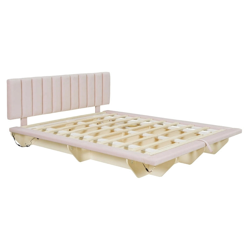 Cama flotante tamaño queen con luz LED y USB