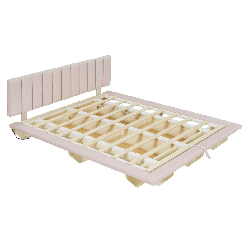 Cama flotante tamaño queen con luz LED y USB