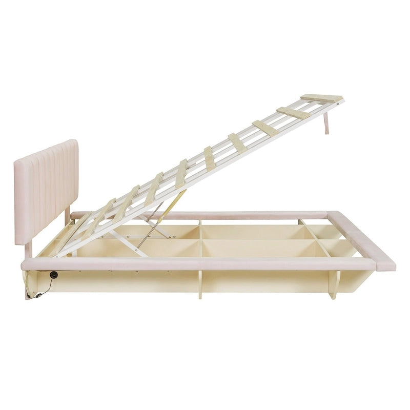 Cama flotante tamaño queen con luz LED y USB