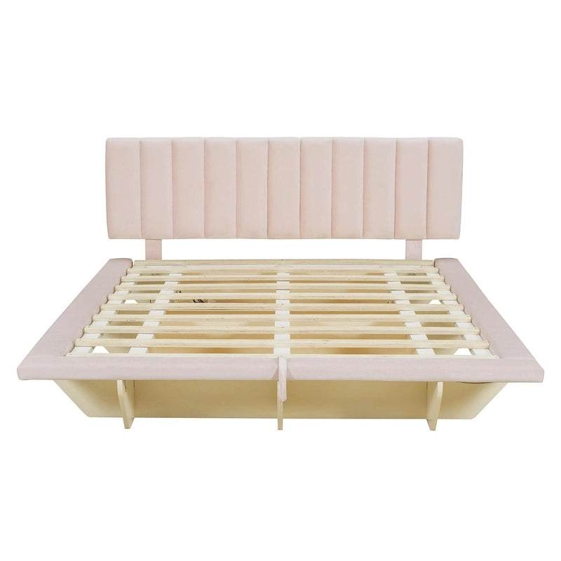 Cama flotante tamaño queen con luz LED y USB