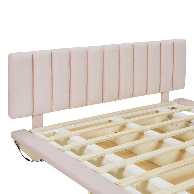Cama flotante tamaño queen con luz LED y USB