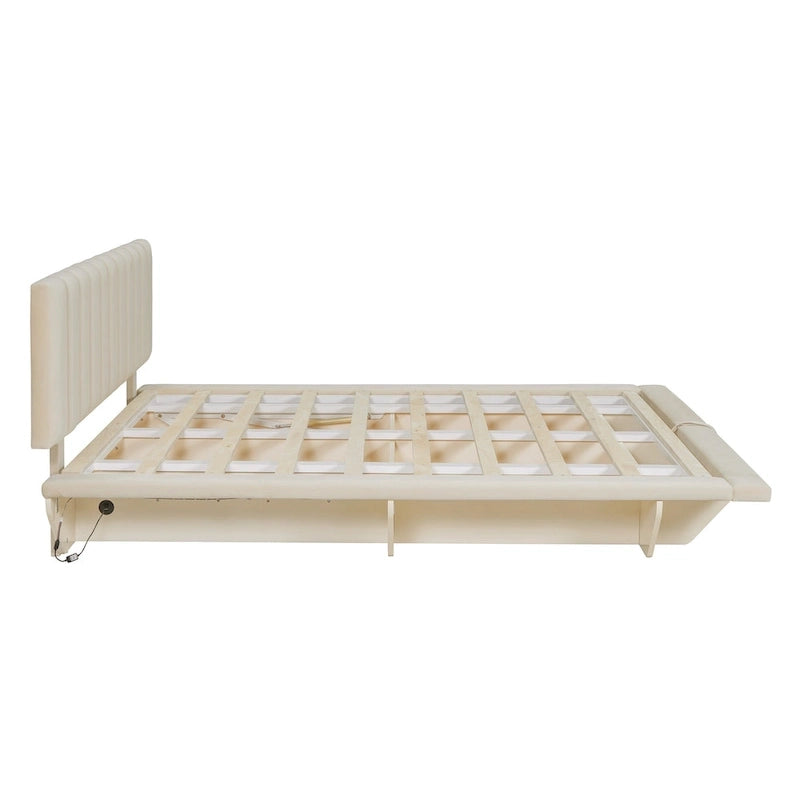 Cama flotante tamaño queen con luz LED y USB