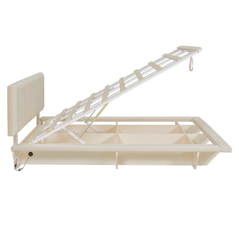 Cama flotante tamaño queen con luz LED y USB