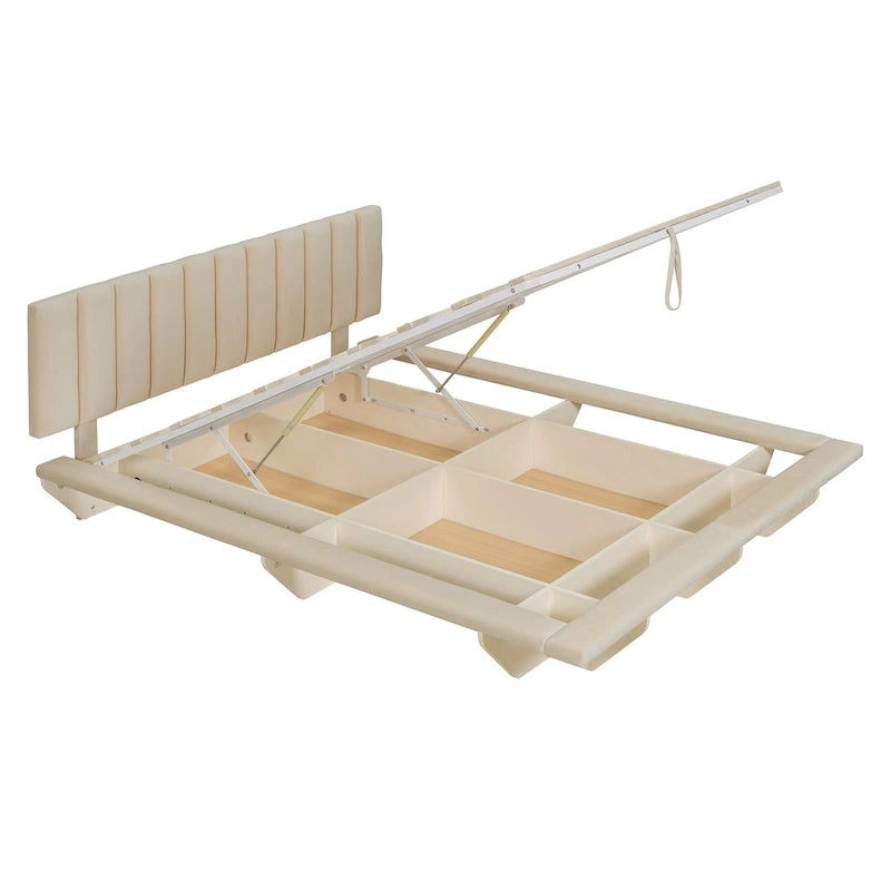 Cama flotante tamaño queen con luz LED y USB