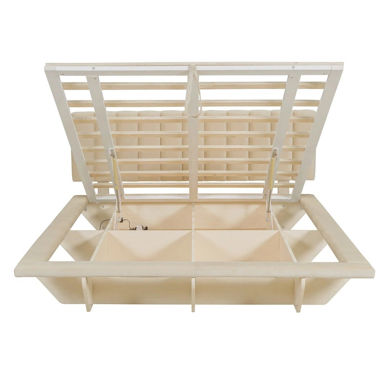 Cama flotante tamaño queen con luz LED y USB