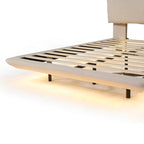 Cama de plataforma flotante de terciopelo con luz de sensor