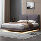Cama de plataforma flotante de terciopelo con luz de sensor