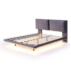 Cama de plataforma flotante de terciopelo con luz de sensor