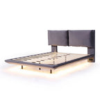 Cama de plataforma flotante de terciopelo con luz de sensor