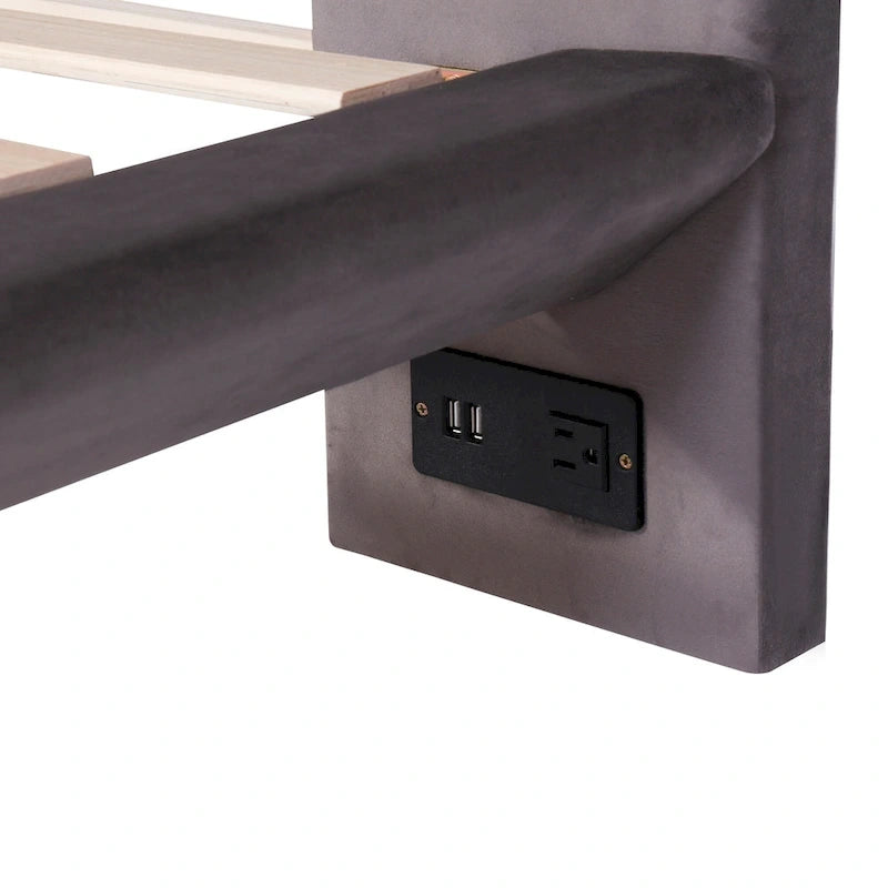 Cama de plataforma flotante de terciopelo con luz de sensor
