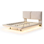 Cama de plataforma flotante de terciopelo con luz de sensor