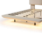 Cama de plataforma flotante de terciopelo con luz de sensor