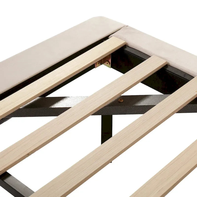 Cama de plataforma flotante de terciopelo con luz de sensor