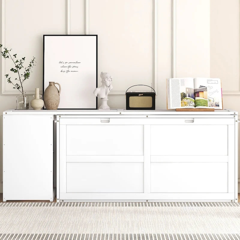 Cama Murphy de madera tamaño queen con escritorio giratorio, gabinete plegable